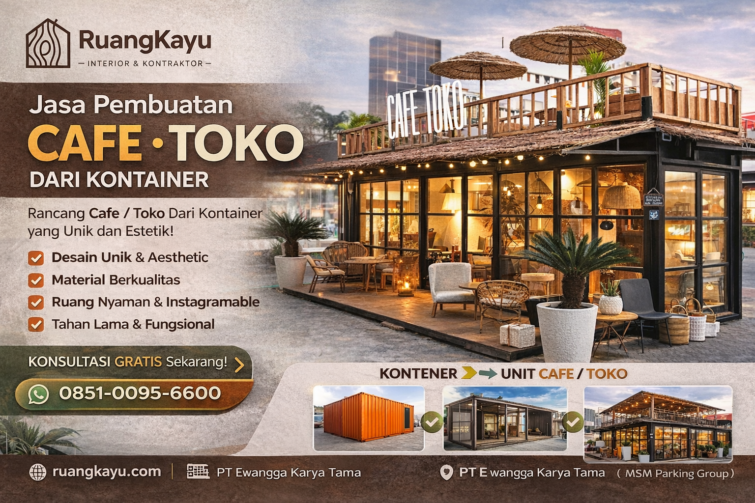 Jasa Pembuatan Cafe & Toko Kontainer: Solusi Bisnis Modern, Cepat, dan Estetik