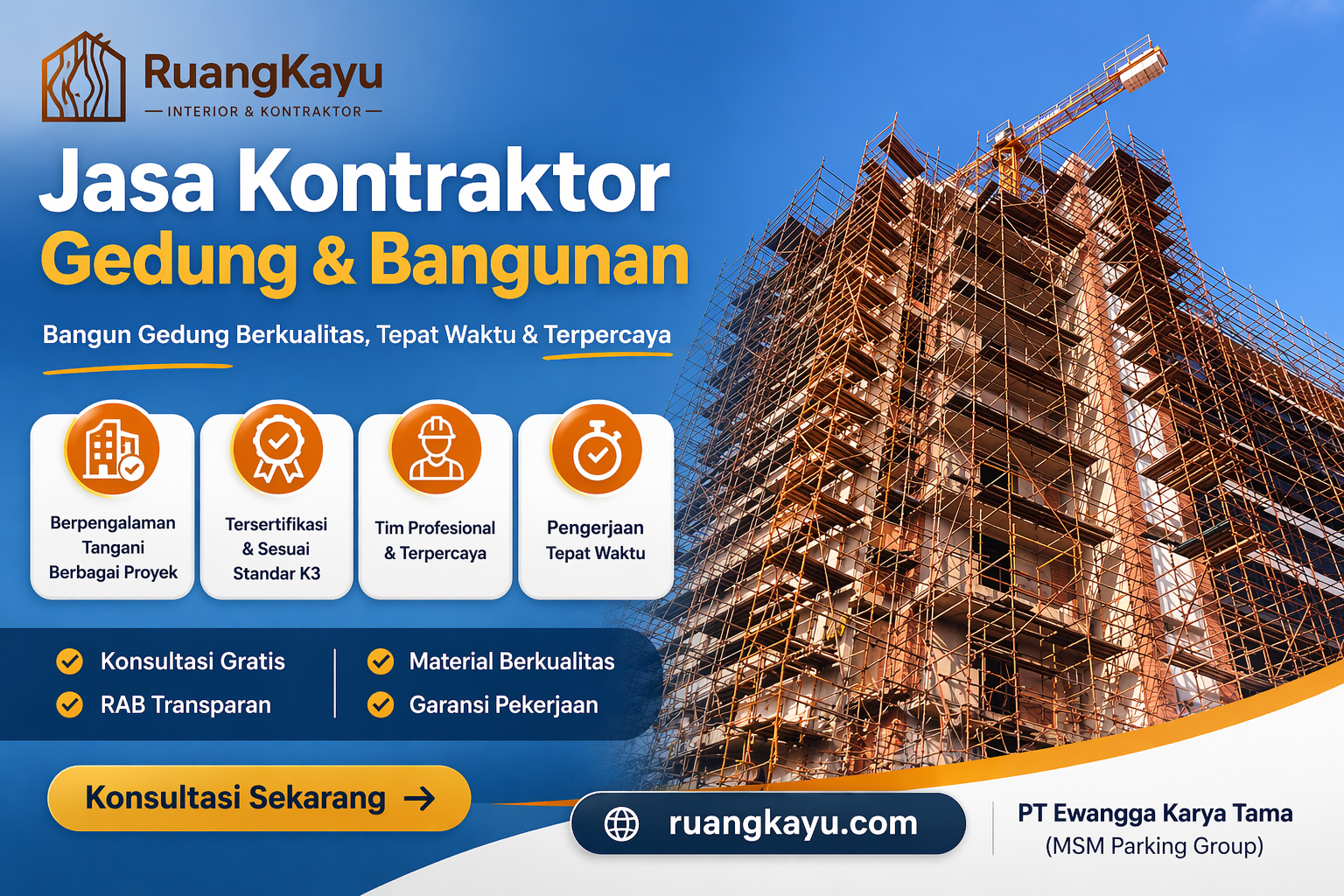 Jasa Kontraktor Gedung Profesional: Wujudkan Bangunan Impian Bersama PT Ewangga Karya Tama (Ruangkayu.com)