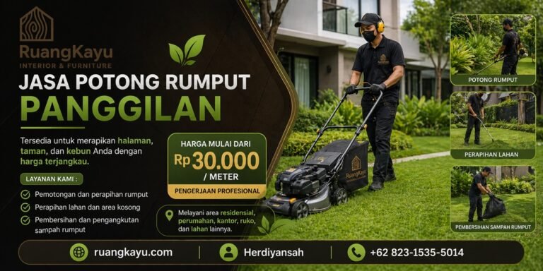 Jasa potong rumput Bandung, potong rumput panggilan Bandung, perawatan taman Bandung, Ruangkayu.com