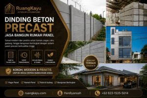 Beton precast Bandung, rumah panel murah Bandung, dinding beton precast, konstruksi cepat Bandung, Ruangkayu.com.