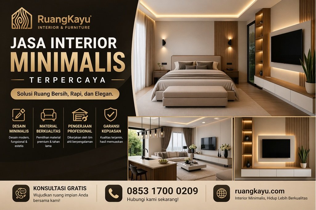 Jasa Interior Minimalis, Interior Rumah Tipe 36, Ruangkayu.com, Desain