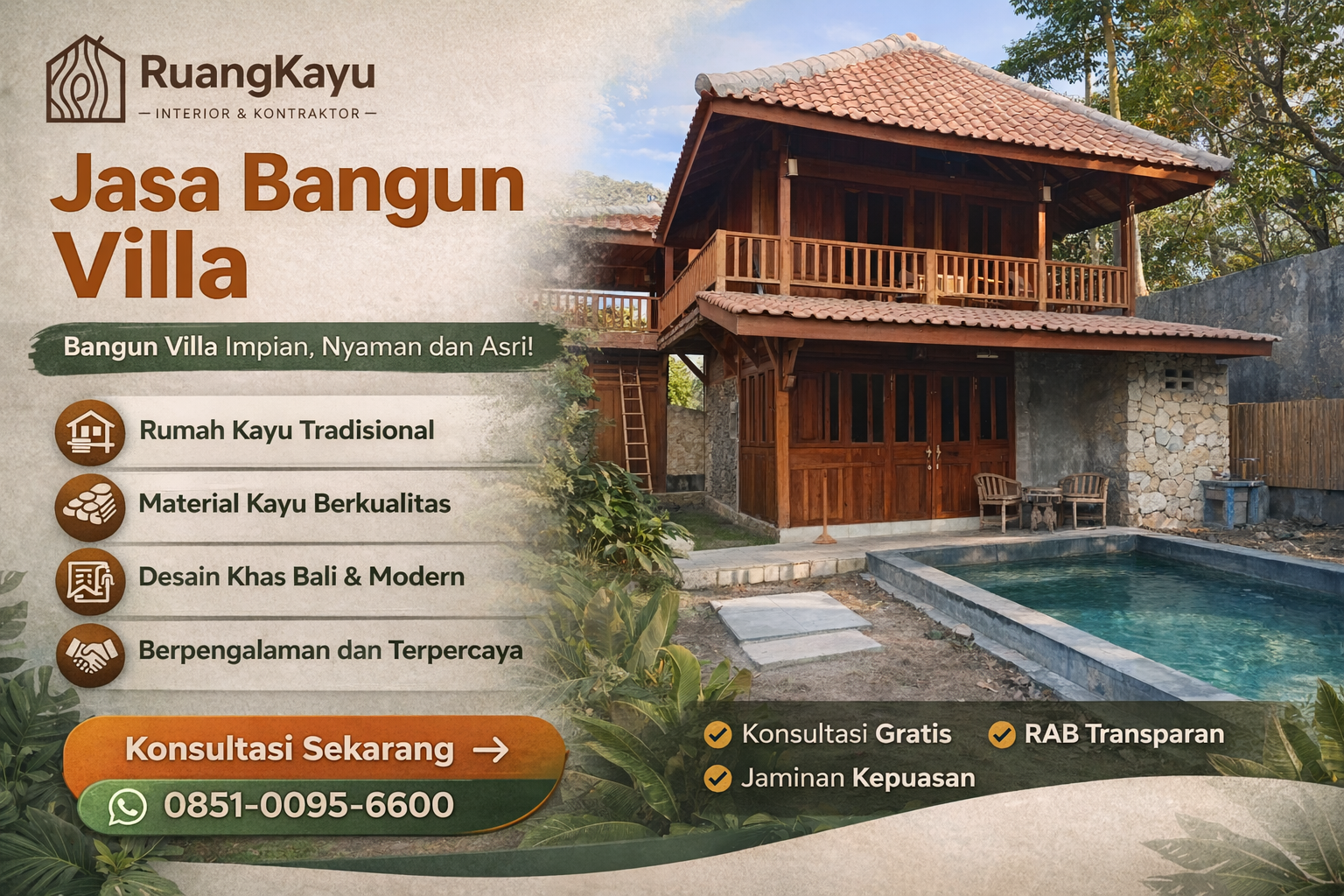 Jasa Bangun Villa Eksklusif & Profesional – Ruangkayu.com (PT Ewangga Karya Tama)