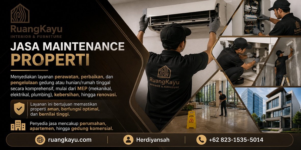 asa maintenance properti menyediakan layanan perawatan, perbaikan, dan pengelolaan gedung atau hunian/rumah tinggal secara komprehensif, mulai dari MEP (mekanikal, elektrikal, plumbing), kebersihan, hingga renovasi.