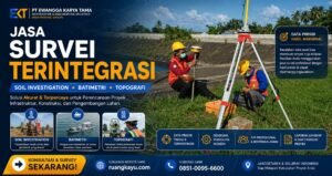 Jasa survey terintegrasi untuk soil investigation, batimetri, dan topografi umumnya ditawarkan oleh perusahaan konsultan geoteknik dan pemetaan untuk kebutuhan konstruksi, pelabuhan, dan pertambangan
