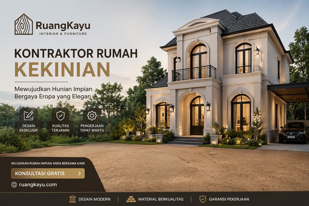Kontraktor Rumah Eropa Modern Bandung | Bangun & Renovasi RuangKayu.com