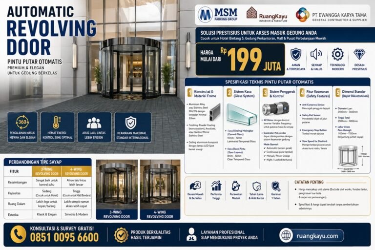 Automatic revolving door Indonesia, harga pintu putar otomatis, supplier pintu kaca otomatis