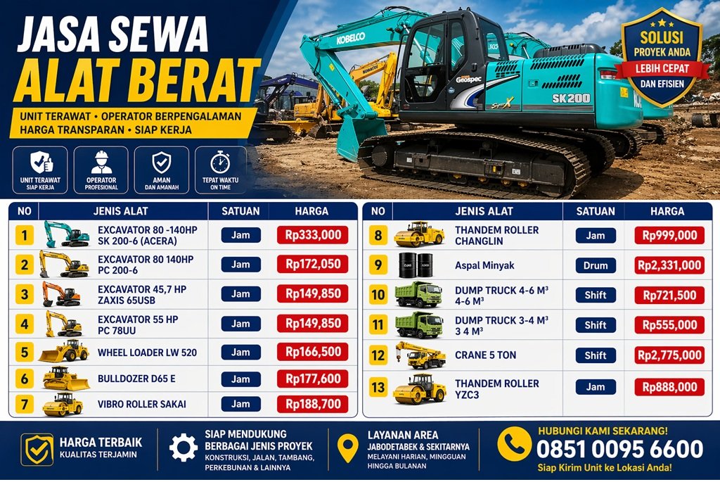 Jasa Sewa Alat Berat Bandung: Solusi Konstruksi Efisien & Terpercaya