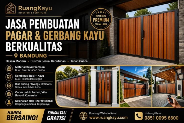 Jasa Pembuatan Gerbang Kayu Bandung – Custom Premium | RuangKayu.com